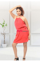 Polyester Round Neck Sleeveless Skater Western Dress (KR396)